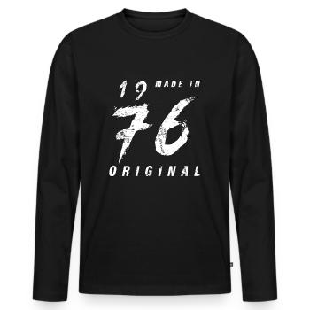 Made In 1976 Original Geburtstag Grunge Distressed - Männer Premium Bio Langarmshirt - Schwarz - Vorne - Nico (187cm)