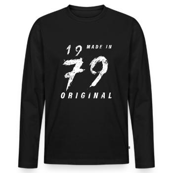 Made In 1979 Original Geburtstag Grunge Distressed - Männer Premium Bio Langarmshirt - Schwarz - Vorne - Nico (187cm)