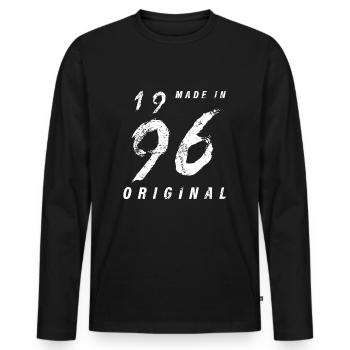 Fabriqué en 1996 Original Anniversaire Grunge en détresse - T-shirt manches longues Premium bio Homme - noir - Devant - Nico (187cm)