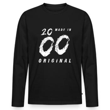 Made In 2000's Original Birthday Grunge Distressed - Men's Premium Organic Long Sleeve Shirt - black - Front - Nico (187cm)