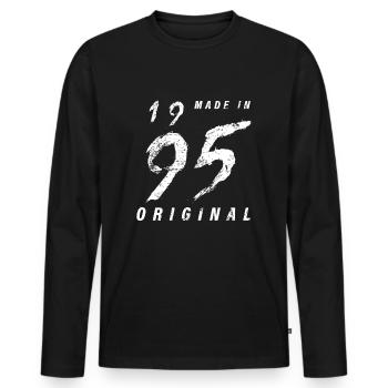 Made In 1995 Original Geburtstag Grunge Distressed - Männer Premium Bio Langarmshirt - Schwarz - Vorne - Nico (187cm)