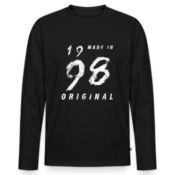 Made In 1998 Original Birthday Grunge Distressed - Men's Premium Organic Long Sleeve Shirt - black - Front - Nico (187cm)