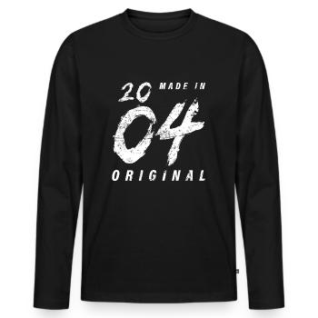 Made In 2004 Original Birthday Grunge Distressed - Men's Premium Organic Long Sleeve Shirt - black - Front - Nico (187cm)