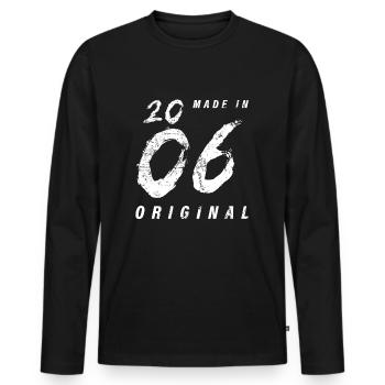 Made In 2006 Original Geburtstag Grunge Distressed - Männer Premium Bio Langarmshirt - Schwarz - Vorne - Nico (187cm)