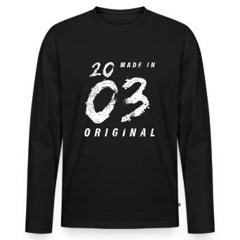 Made In 2003 Original Birthday Grunge Distressed - Men's Premium Organic Long Sleeve Shirt - black - Front - Nico (187cm)