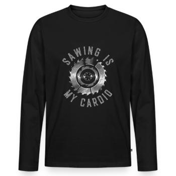 Sawing Is My Cardio Tischler Schreiner Geschenk - Männer Premium Bio Langarmshirt - Schwarz - Vorne - Nico (187cm)