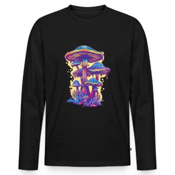 Psychedelic Pilze Magic Mushrooms Festival - Men's Premium Organic Long Sleeve Shirt - black - Front - Nico (187cm)