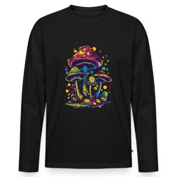 Magic Mushrooms Pilze Psychedelic Festival - Men's Premium Organic Long Sleeve Shirt - black - Front - Nico (187cm)