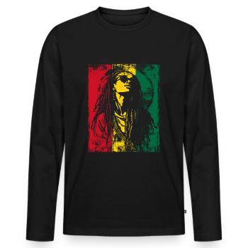 Rasta Woman Sonnenbrille Reggae Dreadlocks Ghana - Männer Premium Bio Langarmshirt - Schwarz - Vorne - Nico (187cm)
