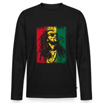 Rastaman Sonnebrille Reggae Dreadlocks Ghana - Männer Premium Bio Langarmshirt - Schwarz - Vorne - Nico (187cm)