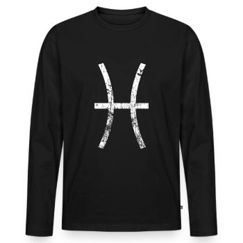 Sternzeichen Pisces Symbol Grunge Astrologie - Männer Premium Bio Langarmshirt - Schwarz - Vorne - Nico (187cm)