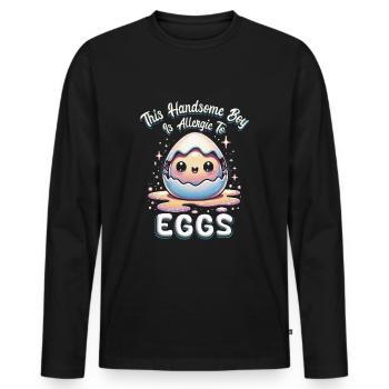Allergie aux œufs Allergie aux œufs - T-shirt manches longues Premium bio Homme - noir - Devant - Nico (187cm)