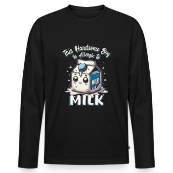 Allergie au lait Allergie au lait - T-shirt manches longues Premium bio Homme - noir - Devant - Nico (187cm)