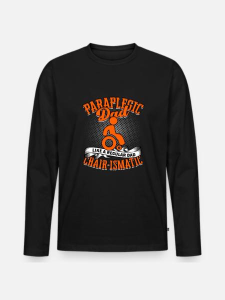 Rollstuhlfahrer Vater Rollifahrer - Männer Premium Bio Langarmshirt - Schwarz