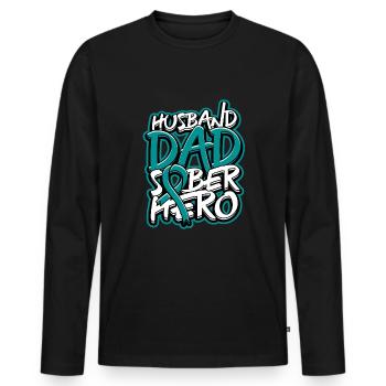 detox withdrawal husband dad sober hero - Men's Premium Organic Long Sleeve Shirt - black - Front - Nico (187cm)