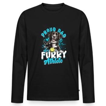 Flyball fier papa d’un athlète à fourrure - T-shirt manches longues Premium bio Homme - noir - Devant - Nico (187cm)
