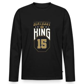 Birthday King 15 Years 15th Birthday Gift - Men's Premium Organic Long Sleeve Shirt - black - Front - Nico (187cm)