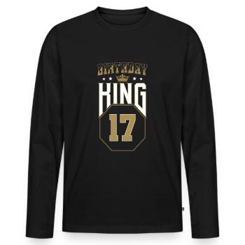 Birthday King 17 Jahre 17. Geburtstag Geschenk - Männer Premium Bio Langarmshirt - Schwarz - Vorne - Nico (187cm)