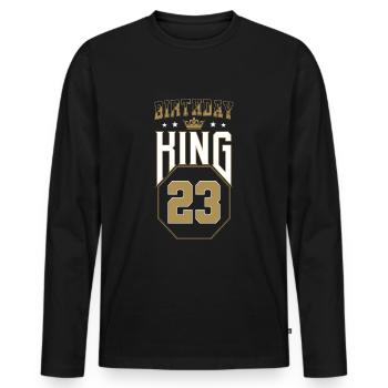 Birthday King 23 Years 23rd Birthday Gift - Men's Premium Organic Long Sleeve Shirt - black - Front - Nico (187cm)