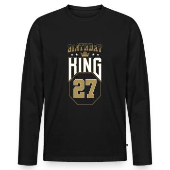 Anniversaire Roi 27 ans 27e anniversaire Cadeau - T-shirt manches longues Premium bio Homme - noir - Devant - Nico (187cm)