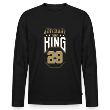 Anniversaire Roi 29 ans 29e anniversaire Cadeau - T-shirt manches longues Premium bio Homme - noir - Devant - Nico (187cm)