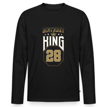 Birthday King 28 Jahre 28. Geburtstag Geschenk - Männer Premium Bio Langarmshirt - Schwarz - Vorne - Nico (187cm)