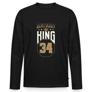 Birthday King 34 Years 34th Birthday Gift - Men's Premium Organic Long Sleeve Shirt - black - Front - Nico (187cm)