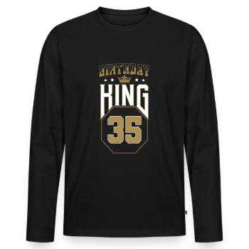 Birthday King 35 Jahre 35. Geburtstag Geschenk - Männer Premium Bio Langarmshirt - Schwarz - Vorne - Nico (187cm)