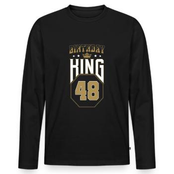 Birthday King 48 Years 48th Birthday Gift - Men's Premium Organic Long Sleeve Shirt - black - Front - Nico (187cm)