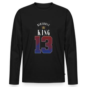Birthday King 13 Years 13th Birthday Gift - Men's Premium Organic Long Sleeve Shirt - black - Front - Nico (187cm)