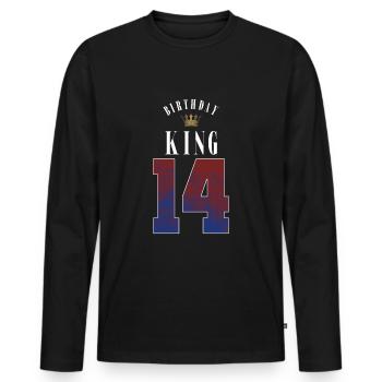 Birthday King 14 Jahre 14. Geburtstag Geschenk - Männer Premium Bio Langarmshirt - Schwarz - Vorne - Nico (187cm)