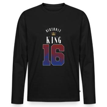 Birthday King 16 Years 16th Birthday Gift - Men's Premium Organic Long Sleeve Shirt - black - Front - Nico (187cm)