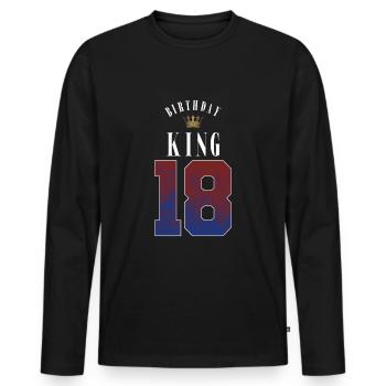 Birthday King 18 Jahre 18. Geburtstag Geschenk - Männer Premium Bio Langarmshirt - Schwarz - Vorne - Nico (187cm)