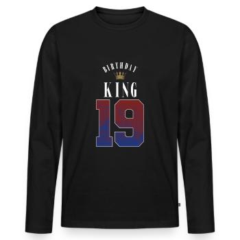 Birthday King 19 Jahre 19. Geburtstag Geschenk - Männer Premium Bio Langarmshirt - Schwarz - Vorne - Nico (187cm)
