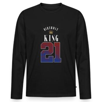 Birthday King 21 Years 21st Birthday Gift - Men's Premium Organic Long Sleeve Shirt - black - Front - Nico (187cm)
