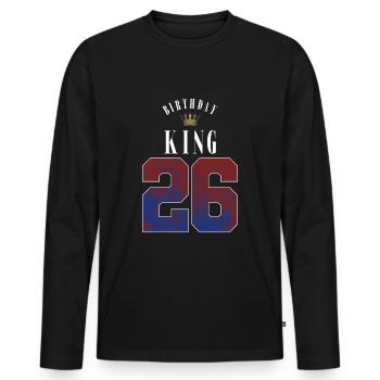Birthday King 26 Years 26th Birthday Gift - Men's Premium Organic Long Sleeve Shirt - black - Front - Nico (187cm)
