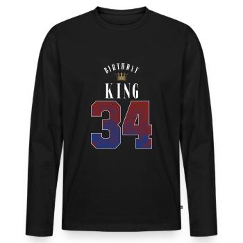 Birthday King 34 Jahre 34. Geburtstag Geschenk - Männer Premium Bio Langarmshirt - Schwarz - Vorne - Nico (187cm)