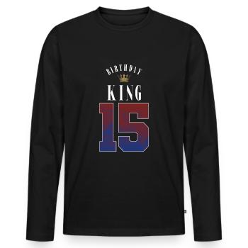 Birthday King 15 Years 15th Birthday Gift - Men's Premium Organic Long Sleeve Shirt - black - Front - Nico (187cm)