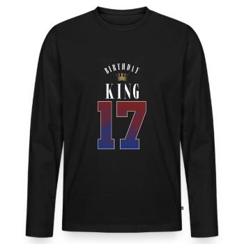 Birthday King 17 Years 17th Birthday Gift - Men's Premium Organic Long Sleeve Shirt - black - Front - Nico (187cm)