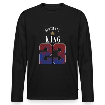 Birthday King 23 Years 23rd Birthday Gift - Men's Premium Organic Long Sleeve Shirt - black - Front - Nico (187cm)