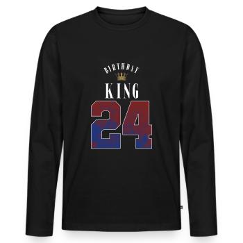 Birthday King 24 Jahre 24. Geburtstag Geschenk - Männer Premium Bio Langarmshirt - Schwarz - Vorne - Nico (187cm)