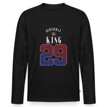 Birthday King 29 Jahre 29. Geburtstag Geschenk - Männer Premium Bio Langarmshirt - Schwarz - Vorne - Nico (187cm)