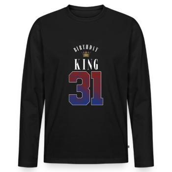 Birthday King 31 Years 31st Birthday Gift - Men's Premium Organic Long Sleeve Shirt - black - Front - Nico (187cm)