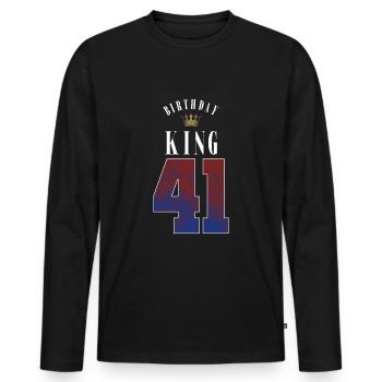 Birthday King 41 Jahre 41. Geburtstag Geschenk - Männer Premium Bio Langarmshirt - Schwarz - Vorne - Nico (187cm)