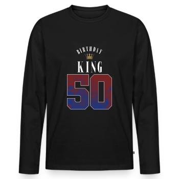 Birthday King 50 Jahre 50. Geburtstag Geschenk - Männer Premium Bio Langarmshirt - Schwarz - Vorne - Nico (187cm)