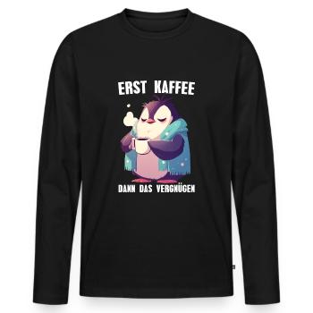 D’abord le café, puis le plaisir Penguin Coffee - T-shirt manches longues Premium bio Homme - noir - Devant - Nico (187cm)