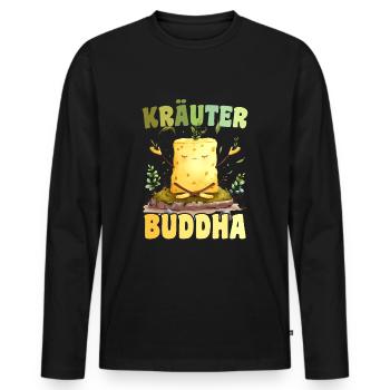 Herbes Beurre HerbesBouddha Drôle Yoga Méditation - T-shirt manches longues Premium bio Homme - noir - Devant - Nico (187cm)