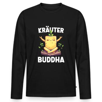 KräuterBuddha Beurre aux herbes Méditation Yoga amusante - T-shirt manches longues Premium bio Homme - noir - Devant - Nico (187cm)