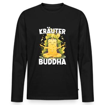 KräuterBuddha Beurre d’herbes Yoga Méditation amusante - T-shirt manches longues Premium bio Homme - noir - Devant - Nico (187cm)