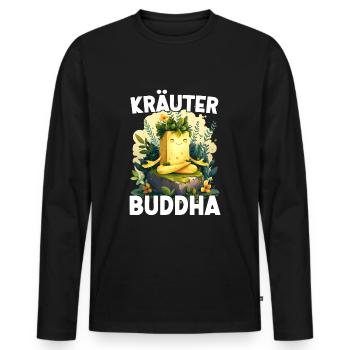 Herbes Beurre HerbesBouddha Yoga Méditation Drôle - T-shirt manches longues Premium bio Homme - noir - Devant - Nico (187cm)